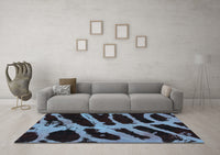 Machine Washable Abstract Light Blue Modern Rug, wshabs1154lblu