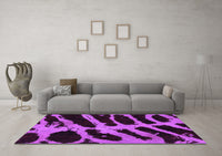 Machine Washable Abstract Purple Modern Rug, wshabs1154pur