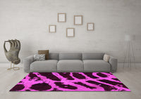 Machine Washable Abstract Pink Modern Rug, wshabs1154pnk