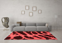 Machine Washable Abstract Red Modern Rug, wshabs1154red