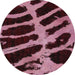 Round Machine Washable Abstract Dark Pink Rug, wshabs1154