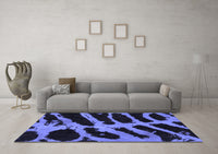 Machine Washable Abstract Blue Modern Rug, wshabs1154blu