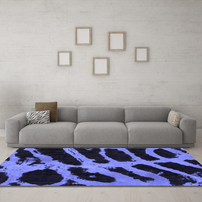 Machine Washable Abstract Blue Modern Rug in a Living Room, wshabs1154blu