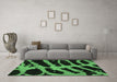 Machine Washable Abstract Emerald Green Modern Area Rugs in a Living Room,, wshabs1154emgrn