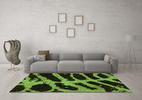 Machine Washable Abstract Green Modern Rug, wshabs1154grn