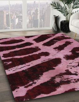 Abstract Dark Pink Modern Rug in Family Room, abs1154