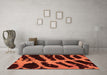 Machine Washable Abstract Orange Modern Area Rugs in a Living Room, wshabs1154org