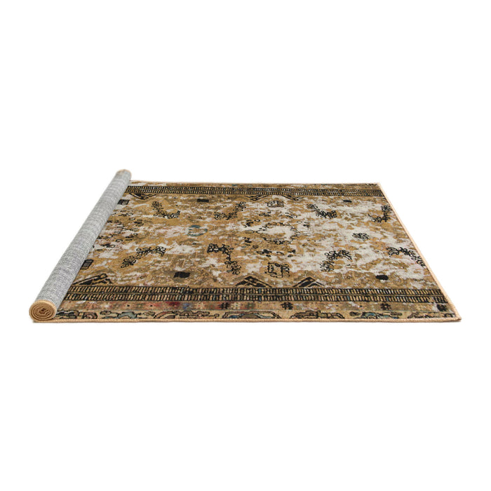 Sideview of Machine Washable Abstract Brown Sugar Brown Rug, wshabs1155