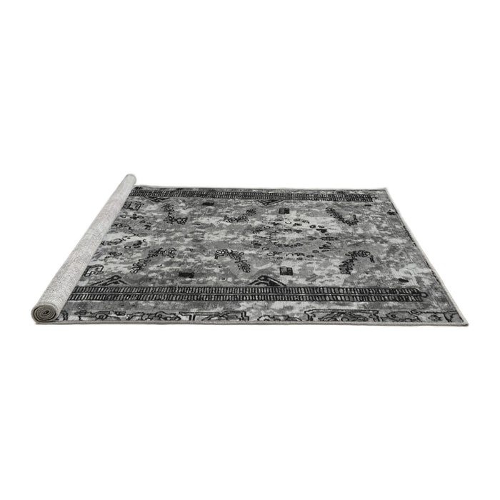 Sideview of Machine Washable Abstract Gray Modern Rug, wshabs1155gry