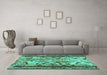 Machine Washable Abstract Turquoise Modern Area Rugs in a Living Room,, wshabs1155turq