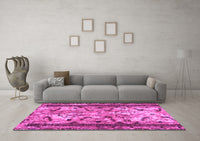 Machine Washable Abstract Pink Modern Rug, wshabs1155pnk