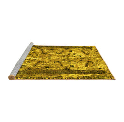 Sideview of Machine Washable Abstract Yellow Modern Rug, wshabs1155yw