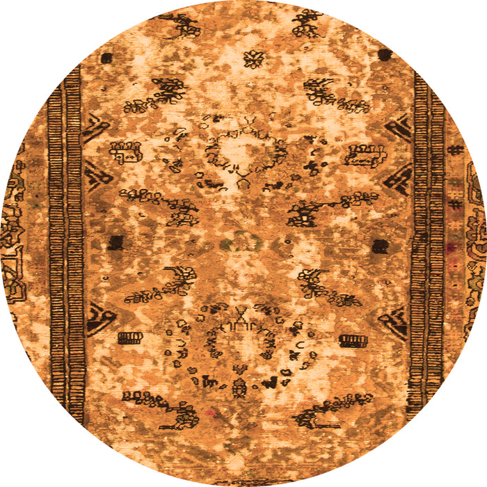 Round Abstract Orange Modern Rug, abs1155org