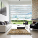 Square Abstract Brown Modern Rug in a Living Room, abs1155