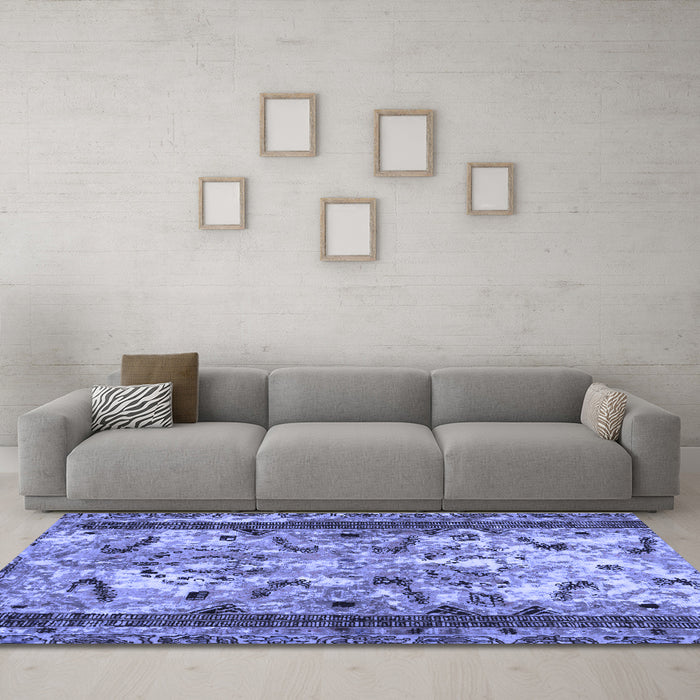 Machine Washable Abstract Blue Modern Rug in a Living Room, wshabs1155blu