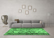 Machine Washable Abstract Emerald Green Modern Area Rugs in a Living Room,, wshabs1155emgrn