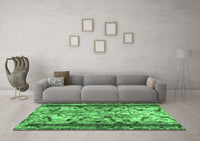 Machine Washable Abstract Emerald Green Modern Rug, wshabs1155emgrn