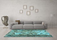 Machine Washable Abstract Light Blue Modern Rug, wshabs1155lblu