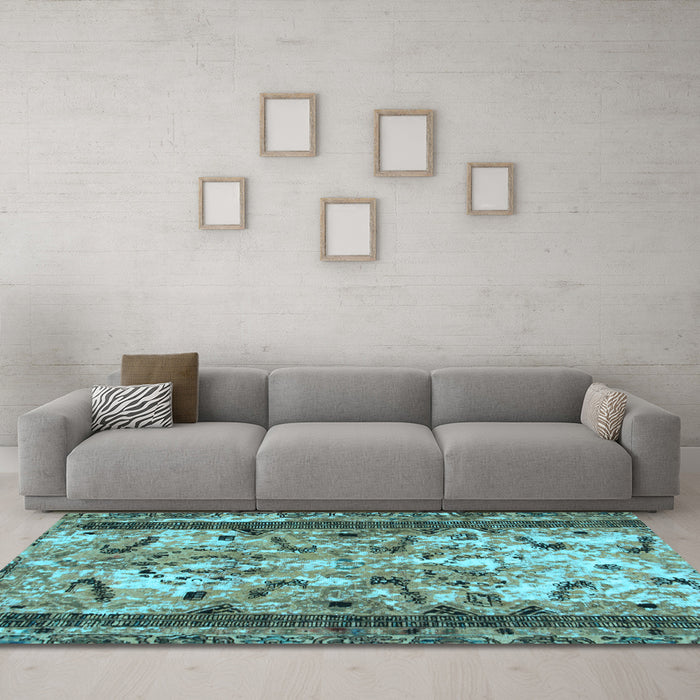Machine Washable Abstract Light Blue Modern Rug in a Living Room, wshabs1155lblu