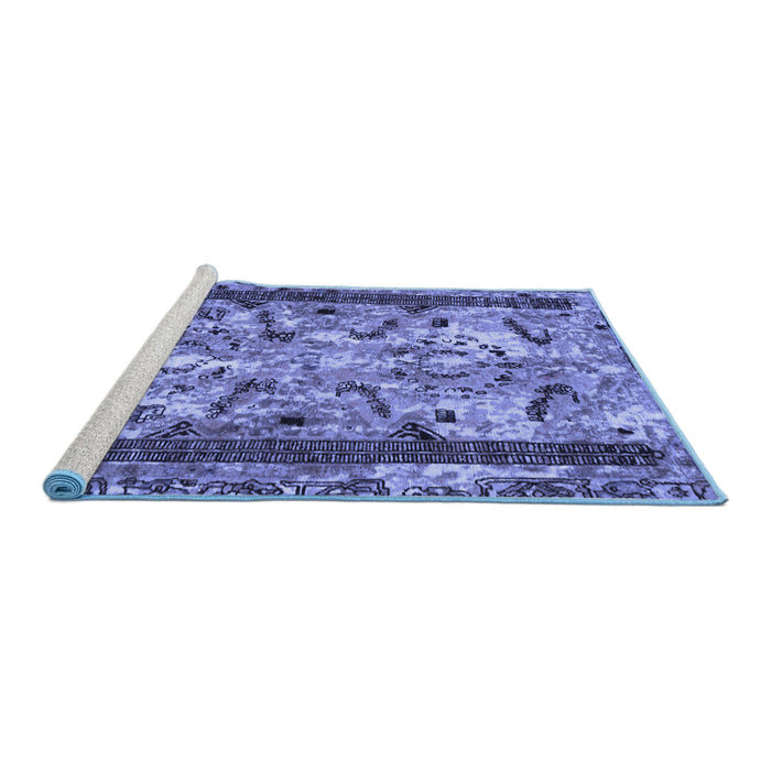 Sideview of Machine Washable Abstract Blue Modern Rug, wshabs1155blu