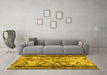 Machine Washable Abstract Yellow Modern Rug in a Living Room, wshabs1155yw