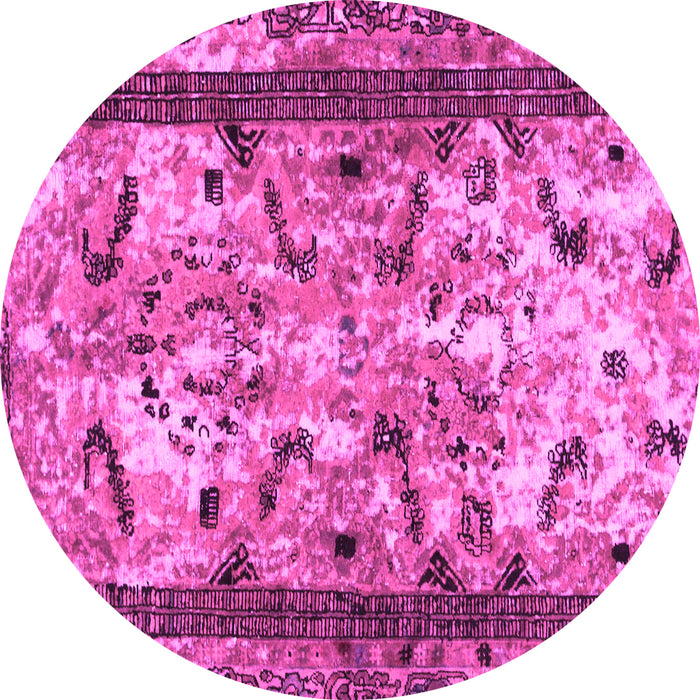 Round Abstract Pink Modern Rug, abs1155pnk