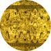 Round Abstract Yellow Modern Rug, abs1155yw