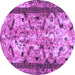 Round Machine Washable Abstract Purple Modern Area Rugs, wshabs1155pur