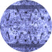 Round Abstract Blue Modern Rug, abs1155blu