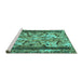 Sideview of Machine Washable Abstract Turquoise Modern Area Rugs, wshabs1155turq