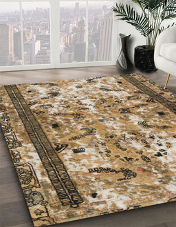 Machine Washable Abstract Brown Sugar Brown Rug in a Family Room, wshabs1155