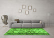 Machine Washable Abstract Green Modern Area Rugs in a Living Room,, wshabs1155grn