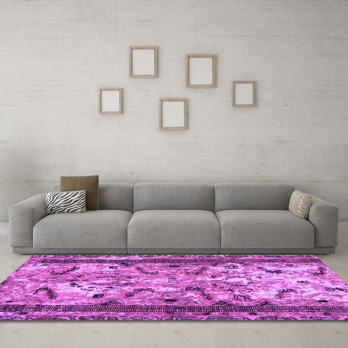 Machine Washable Abstract Purple Modern Area Rugs in a Living Room, wshabs1155pur