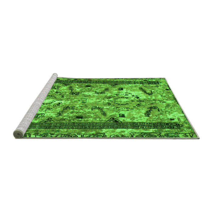 Sideview of Machine Washable Abstract Green Modern Area Rugs, wshabs1155grn