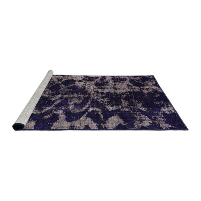 Sideview of Machine Washable Abstract Night Blue Rug, wshabs1156