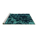 Sideview of Machine Washable Abstract Turquoise Modern Area Rugs, wshabs1156turq