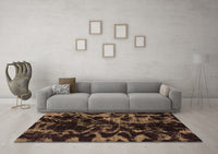 Machine Washable Abstract Brown Modern Rug, wshabs1156brn