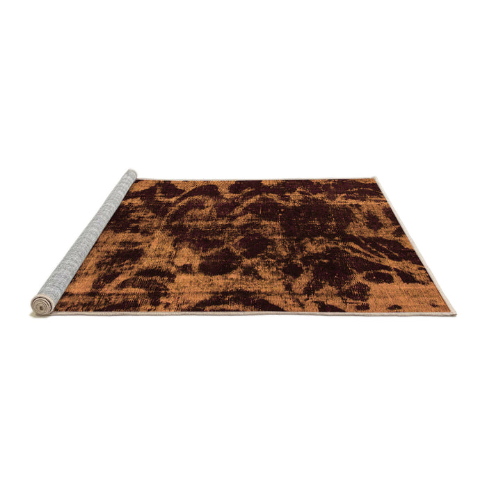 Sideview of Machine Washable Abstract Orange Modern Area Rugs, wshabs1156org