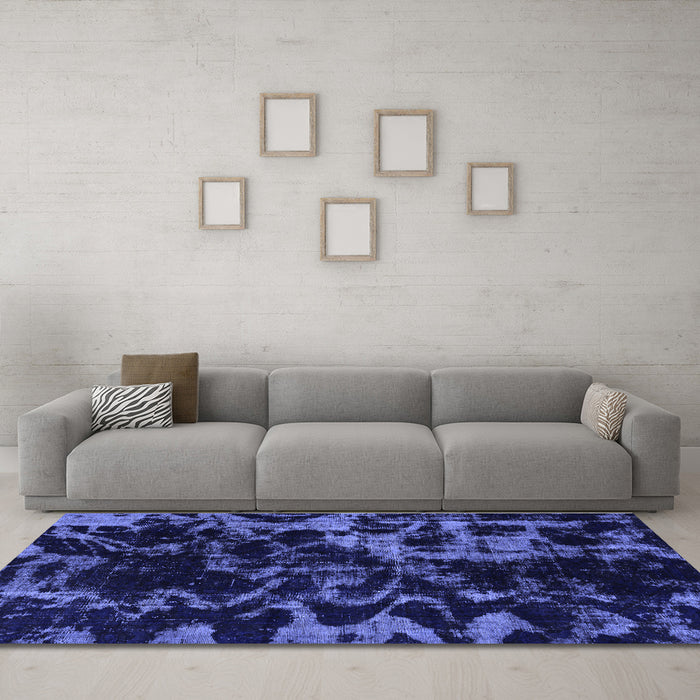 Machine Washable Abstract Blue Modern Rug in a Living Room, wshabs1156blu