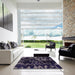 Square Abstract Blue Modern Rug in a Living Room, abs1156