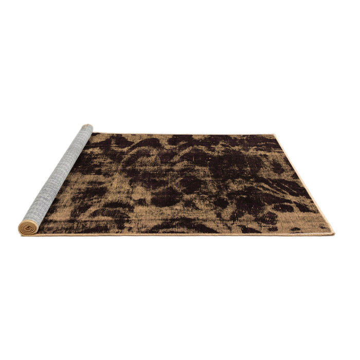 Sideview of Machine Washable Abstract Brown Modern Rug, wshabs1156brn