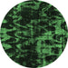 Round Abstract Emerald Green Modern Rug, abs1156emgrn