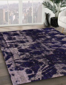 Machine Washable Abstract Night Blue Rug in a Family Room, wshabs1156