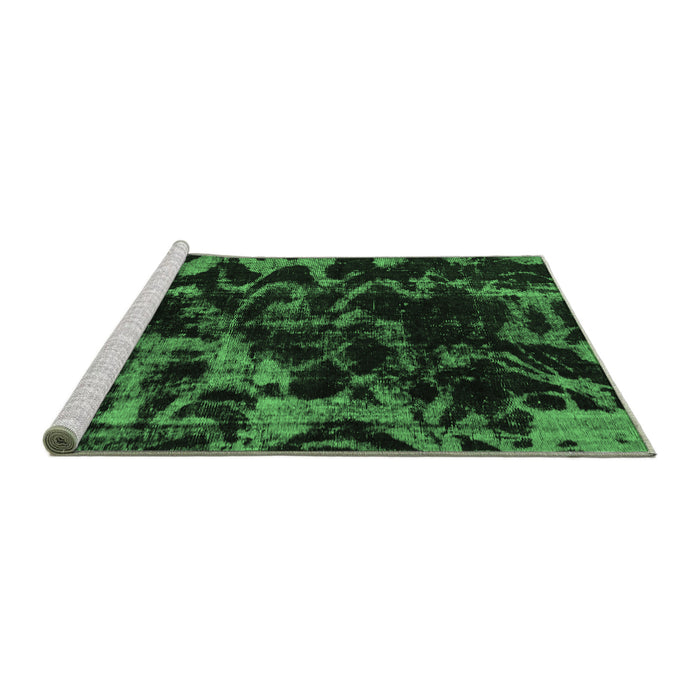 Sideview of Machine Washable Abstract Emerald Green Modern Area Rugs, wshabs1156emgrn