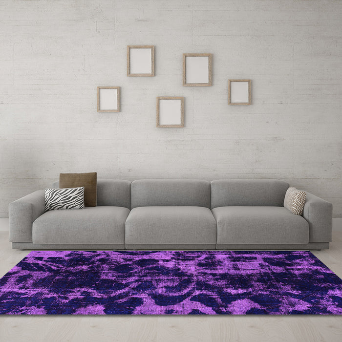 Machine Washable Abstract Purple Modern Area Rugs in a Living Room, wshabs1156pur