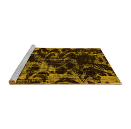 Sideview of Machine Washable Abstract Yellow Modern Rug, wshabs1156yw