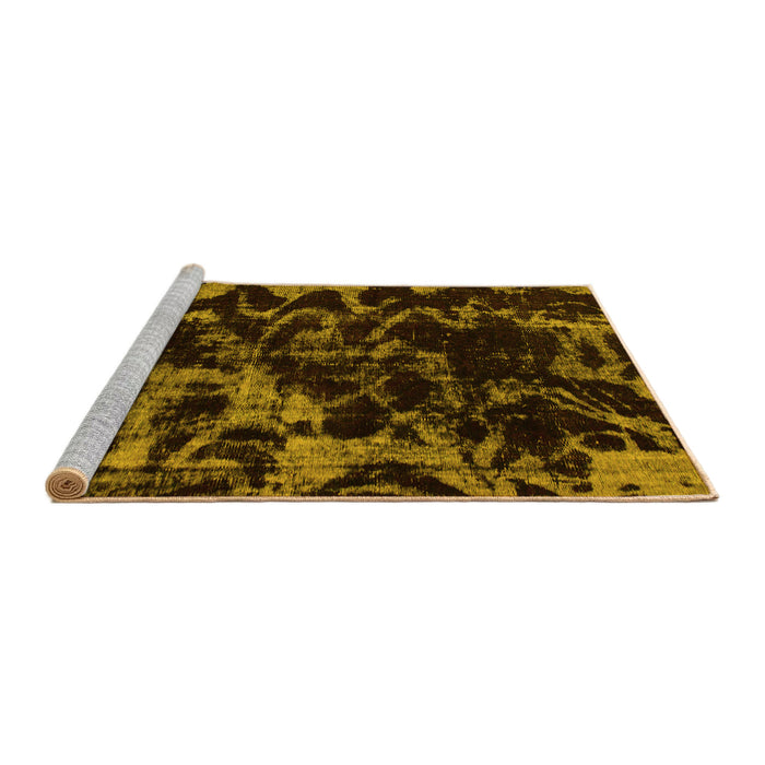Sideview of Machine Washable Abstract Yellow Modern Rug, wshabs1156yw