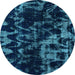 Round Abstract Light Blue Modern Rug, abs1156lblu