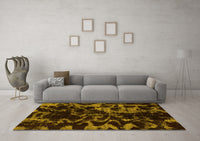 Machine Washable Abstract Yellow Modern Rug, wshabs1156yw