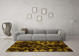 Machine Washable Abstract Yellow Modern Rug in a Living Room, wshabs1156yw